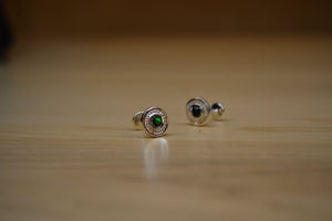 Black Opal Wheel Cufflinks in Sterling Silver