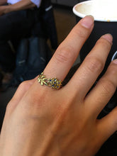 Load image into Gallery viewer, Flower-leaf ring in 14k Gold set with Sapphires