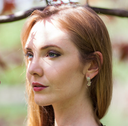 Floral-leaf earrings in silver