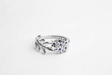 Load image into Gallery viewer, Flower- leaf Ring in Silver and Sapphires