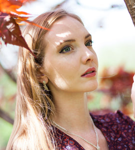 Floral-leaf earrings in silver