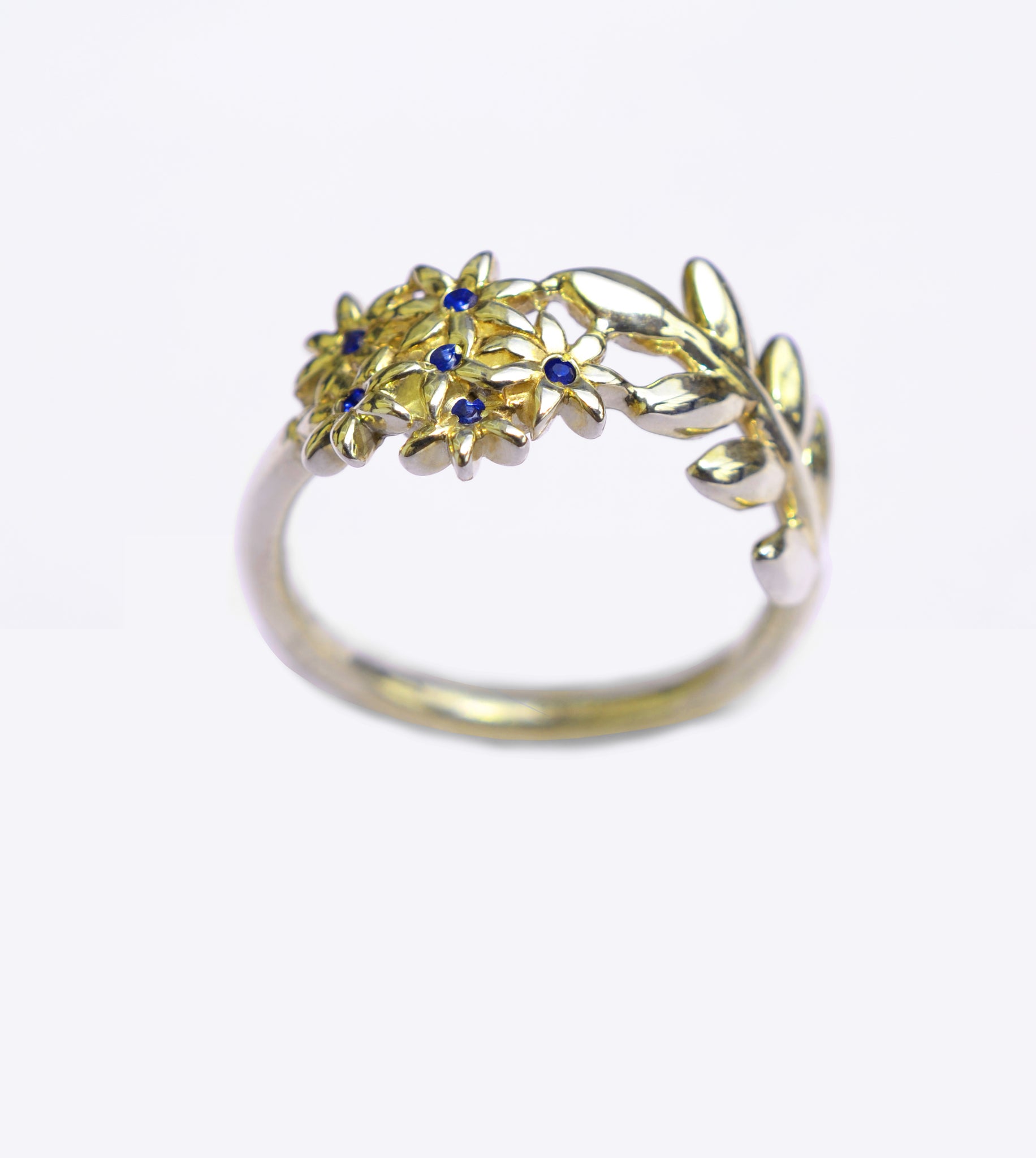 １着でも送料無料 – Sapphires with set Gold 14k in ring Flower-leaf Jack NYC Azure 指輪・リング